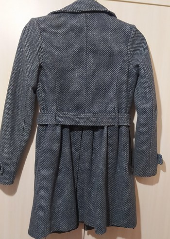 Kemerli Çift Düğmeli Gri Kaban - Görsel 5