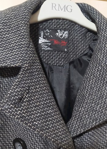 Kemerli Çift Düğmeli Gri Kaban - Görsel 4