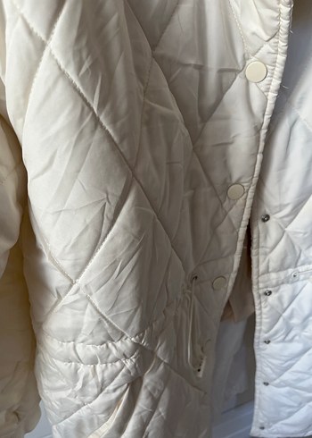 Beyaz Kadın Kürklü Midi Kışlık Ceket - Görsel 3