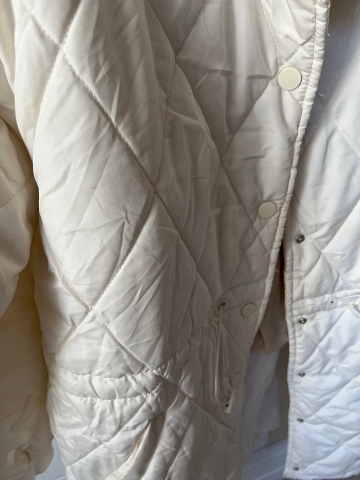 Beyaz Kadın Kürklü Midi Kışlık Ceket - Görsel 3