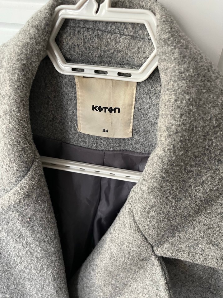 Gri Çift Düğmeli Kışlık Kaban - Görsel 3