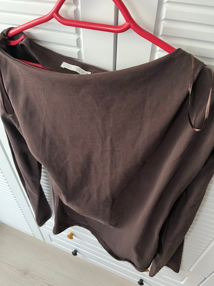 Kahverengi Drapeli Uzun Kollu Hamile Bluzu - Görsel 2