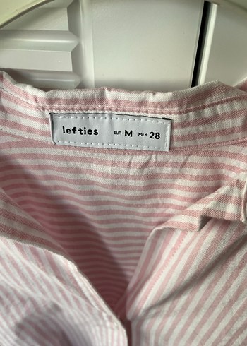 Pembe Çizgili Pamuklu Kadın Gömlek - Görsel 2