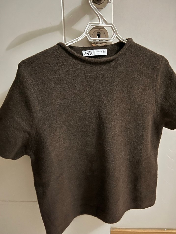 Zara Kahverengi Yünlü Kadın Kazak - Görsel 2