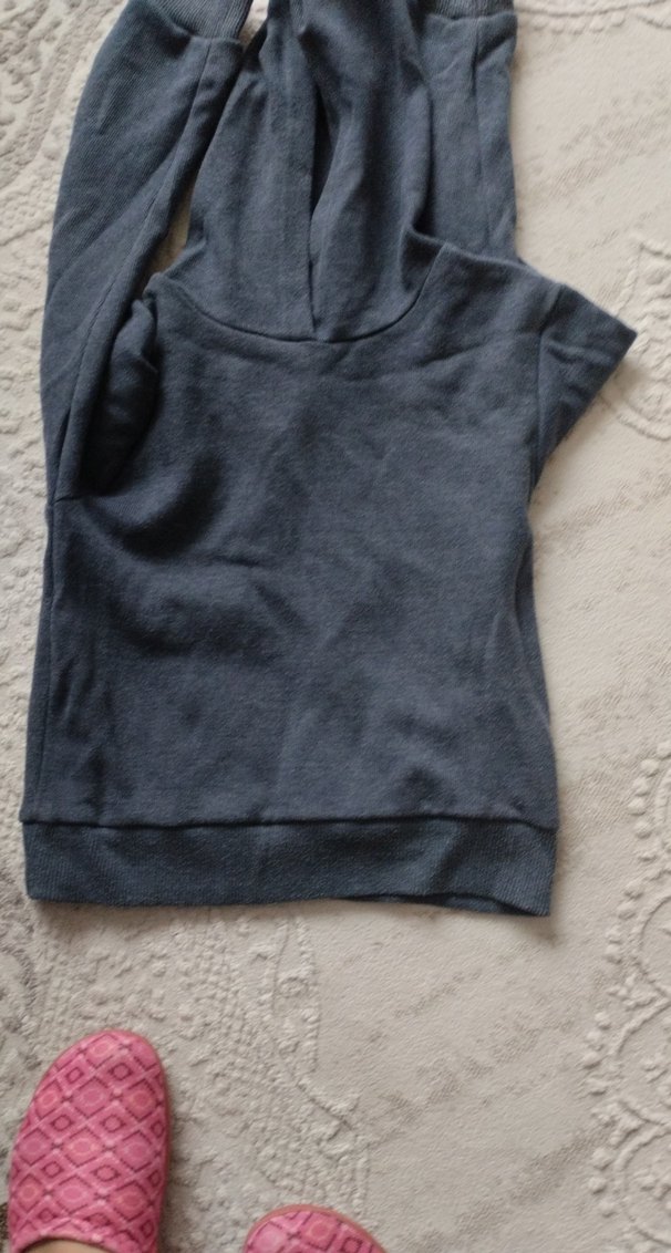 Gri Erkek Sweatshirt, Bol Kesim, Uzun Kollu - Görsel 2