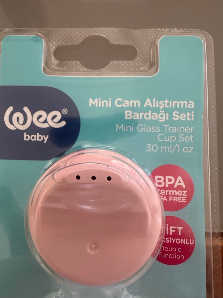 Wee Baby Pembe Mini Cam Alıştırma Bardağı Seti - Görsel 2