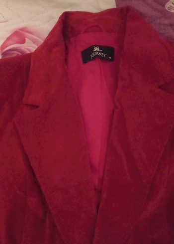 Bordo Süet Düğmeli Kadın Blazer Ceket - Görsel 2