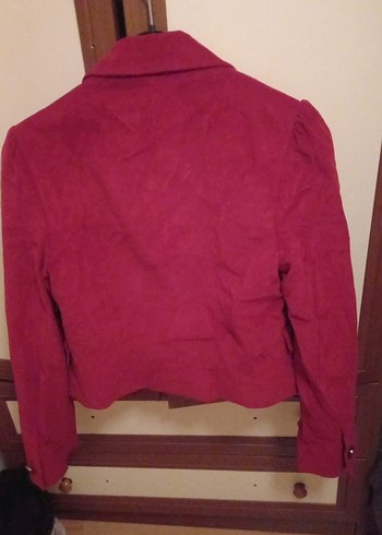 Bordo Süet Düğmeli Kadın Blazer Ceket - Görsel 4