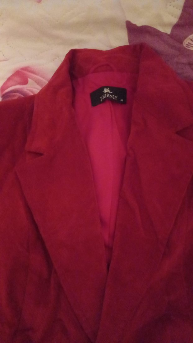 Bordo Süet Düğmeli Kadın Blazer Ceket - Görsel 2