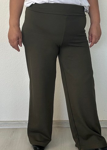 xl Beden haki Renk Haki Kadın Salaş Pamuklu Kumaş Pantolon