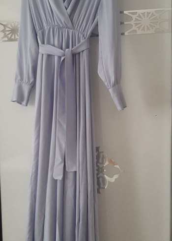 Uzun Mor Drapeli Bohem Tesettür Elbise - Görsel 2