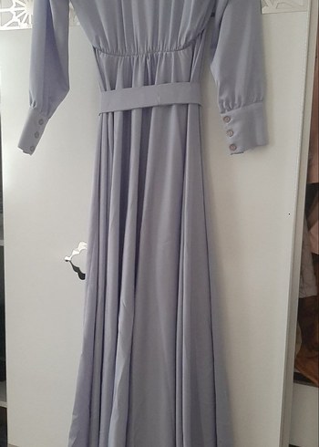 Uzun Mor Drapeli Bohem Tesettür Elbise - Görsel 3