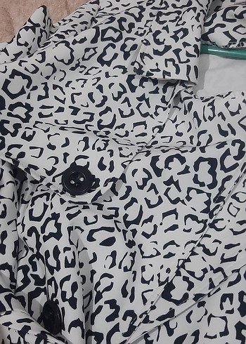 Kadın Gri Uzun Yılan Desenli trenckot - Görsel 6