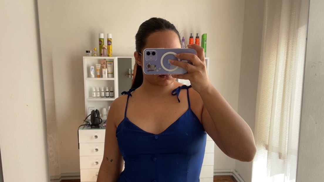 Trendyol Düğmeli Lacivert Midi Elbise - Görsel 2