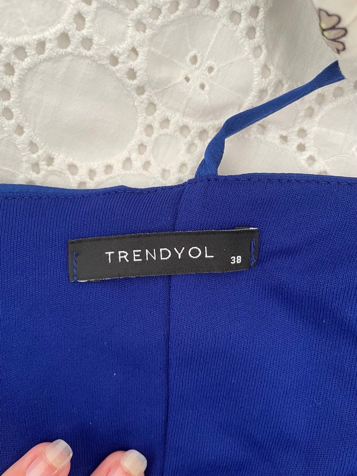 Trendyol Düğmeli Lacivert Midi Elbise - Görsel 4