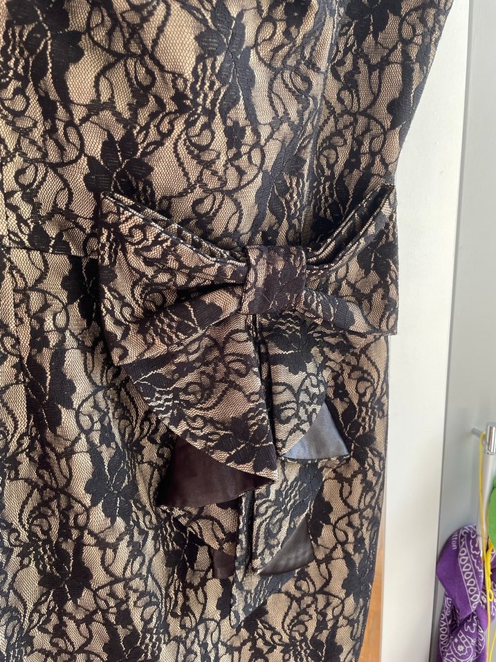 Dantel Detaylı Siyah Mini Straplez/Askılı Elbise - Görsel 3