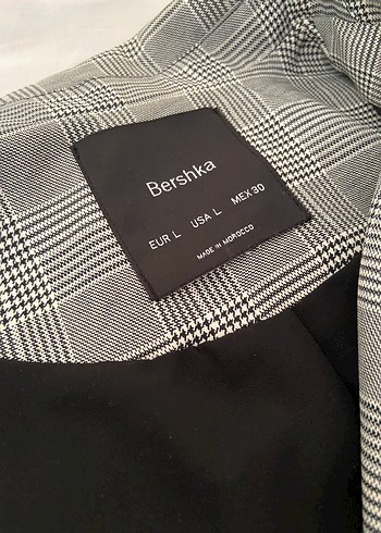 l Beden gri Renk Gri Ekoseli Düğmeli Kadın Blazer Ceket
