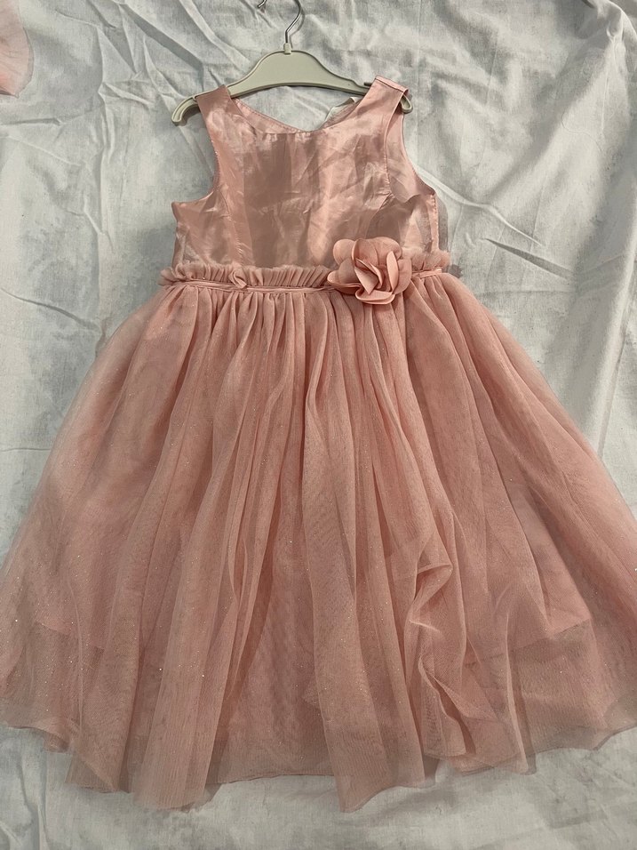 Kız Çocuk Pembe Fırfırlı Kolsuz Elbise - Görsel 3