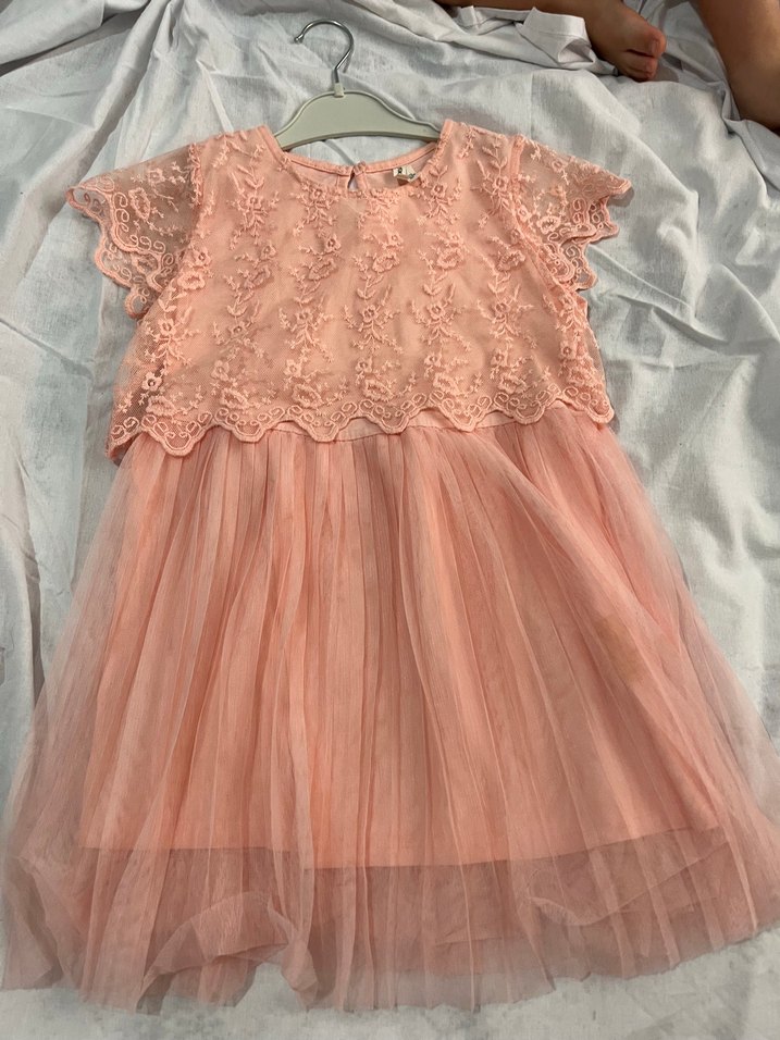 Pembe Dantel Detaylı Kız Çocuk Elbise - Görsel 2