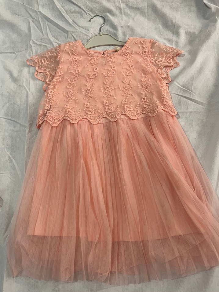 Pembe Dantel Detaylı Kız Çocuk Elbise - Görsel 4