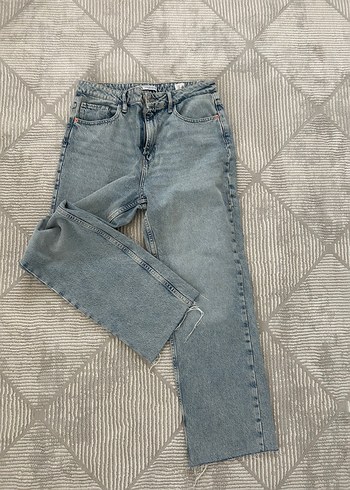 Gri Normal Boy Kadın Denim Pantolon