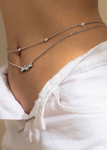 Zincir Detaylı Beyaz Kadın Vücut Zinciri - Görsel 2