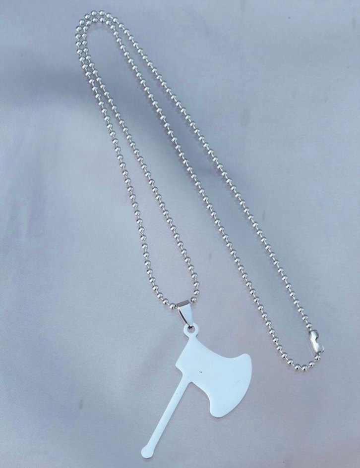 Çelik başlık Balta Figürlü Zincir Kolye - Görsel 2