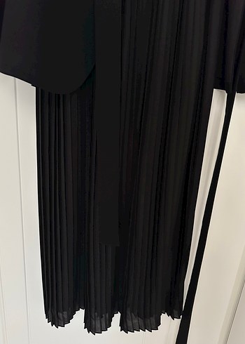 Kadın Siyah Pilili askılı elbise ve ceket takım - Görsel 6