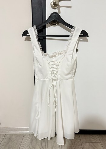 Beyaz Mini Elbise - Görsel 2