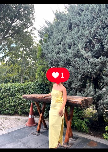 s Beden sarı Renk Sarı Straplez Çiçekli Elbise