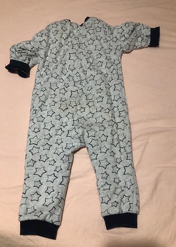 18-24 Ay Beden Erkek Çocuk Fermuarlı Gri Tulum Pijama uyku tulumu