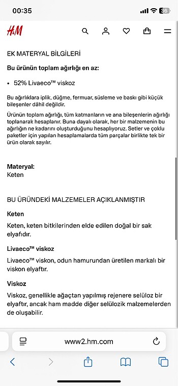 l Beden H&M Tulum L-XL beden
