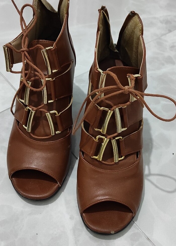 Taba Rengi Yazlık Topuklu 37-38 Numara - Görsel 3