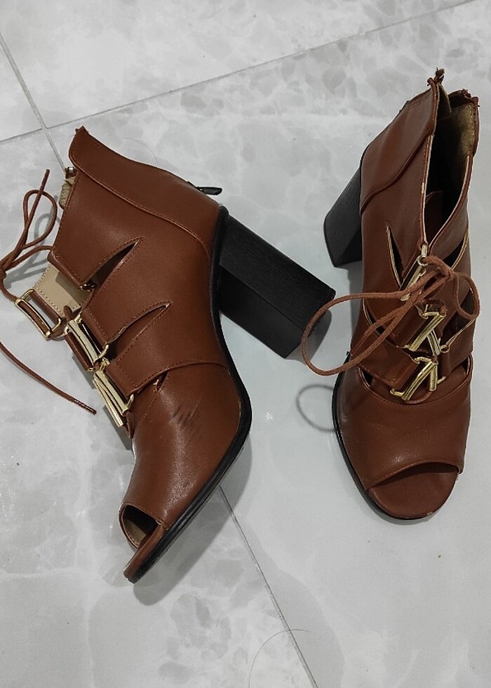 Taba Rengi Yazlık Topuklu 37-38 Numara - Görsel 4