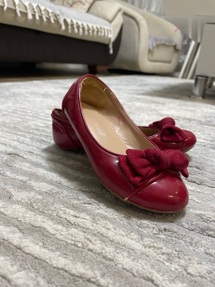 Bordo Fiyonklu Modern Kız Babet - Görsel 3