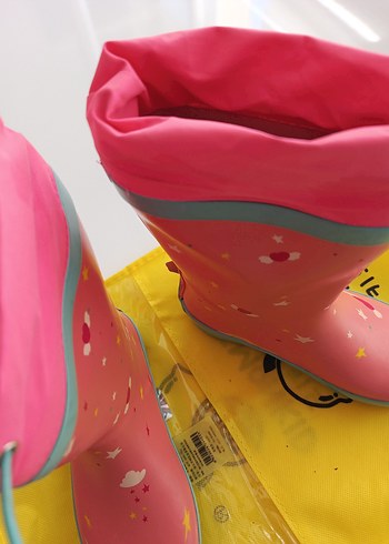 29 Beden pembe Renk Kız Çocuk Pembe Baskılı Lastik Çizme