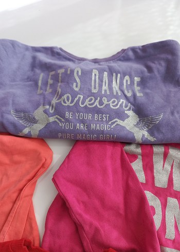 24-36 Ay Beden Renkli Pamuk Kız T-shirtleri, Uzun Kollu, Baskılı