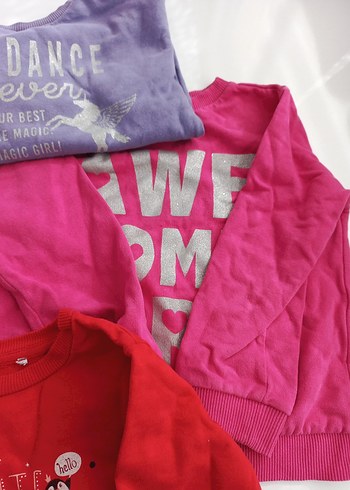 24-36 Ay Beden çeşitli Renk Renkli Pamuk Kız T-shirtleri, Uzun Kollu, Baskılı