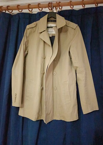 Bej Midi Kadın Trençkot Çift Düğmeli - Görsel 7