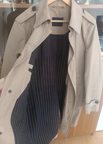 Bej Düğmeli Erkek Trençkot - Görsel 3