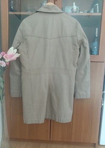 Bej Düğmeli Erkek Trençkot - Görsel 2