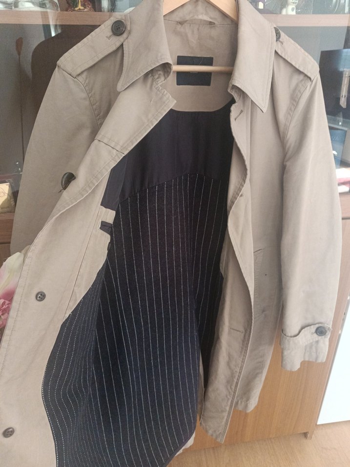 Bej Düğmeli Erkek Trençkot - Görsel 3