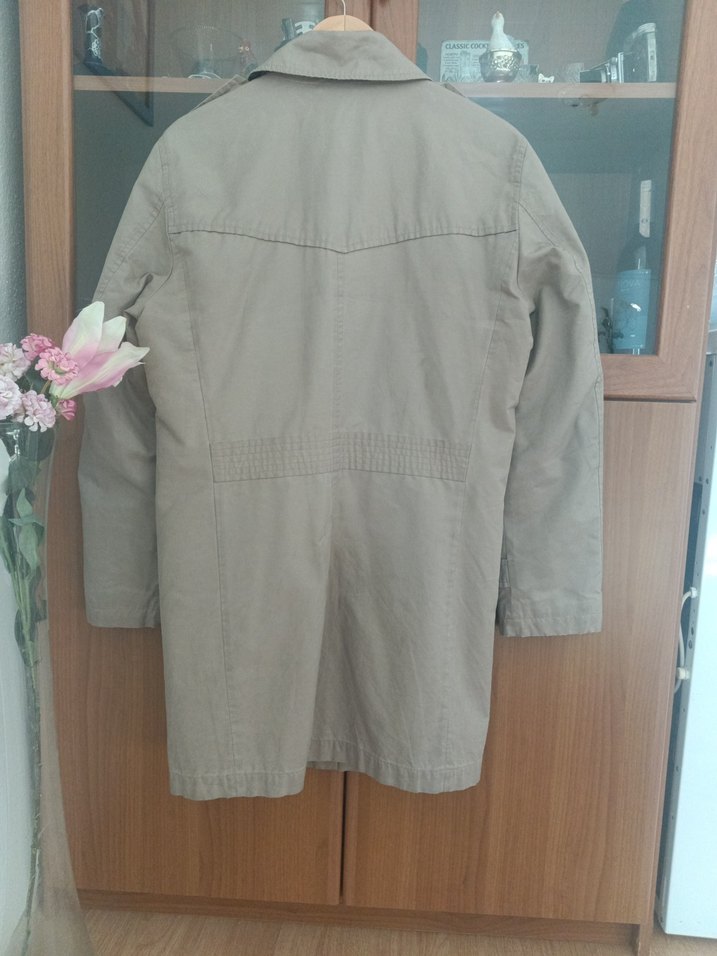 Bej Düğmeli Erkek Trençkot - Görsel 2