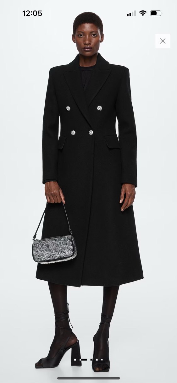 Mango Mücevher Taşlı Yün Palto - Görsel 3