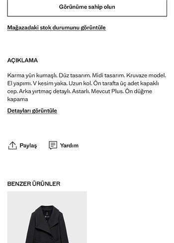 s Beden Mango Handmade Yün Kaban