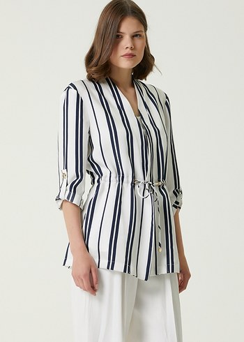 Network Laçivert Çizgili Ceket - Görsel 3