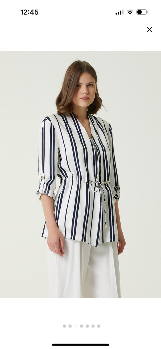 Network Laçivert Çizgili Ceket - Görsel 3