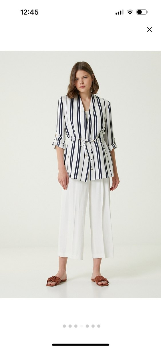 Network Laçivert Çizgili Ceket - Görsel 4