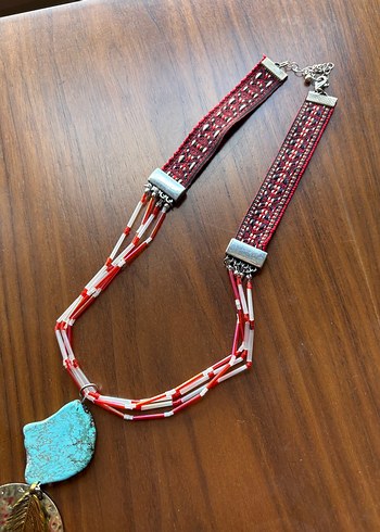 Uzun Renkli Boncuklu Bohem Kolye - Görsel 3