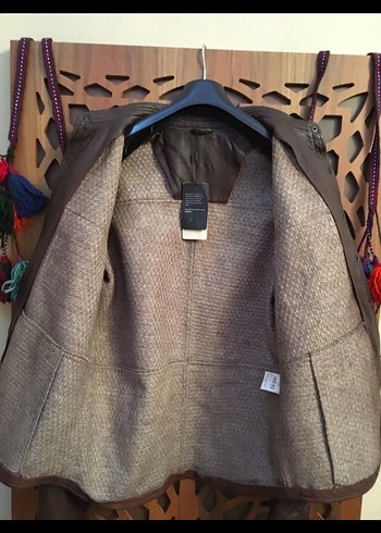 Network Kahverengi Deri Erkek Ceket - Görsel 2